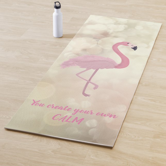 Tapis De Yoga Flamant rose rose, Bokeh - Message de motivation (En situation)