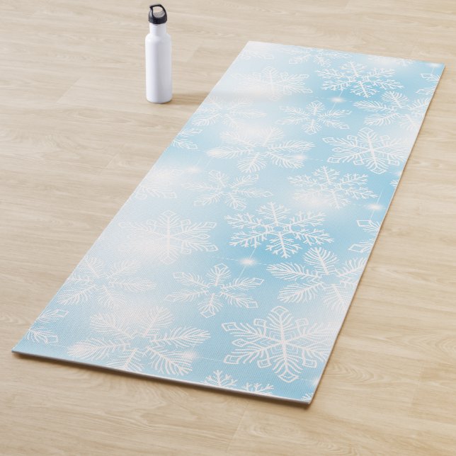 Tapis De Yoga Flammes de neige et lumières bleues (En situation)