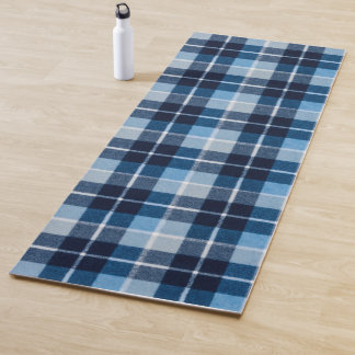Tapis De Yoga Flanelle à Carreaux Bleu Blanc Confortable