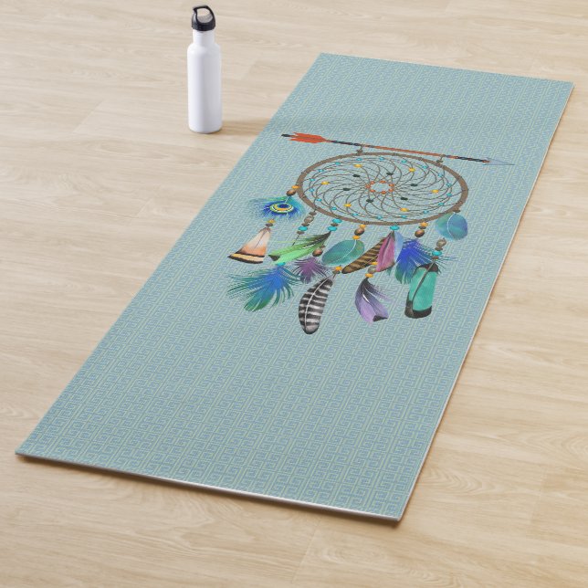 Tapis De Yoga Flèche et plumes Dreamcatcher Style Boho (En situation)