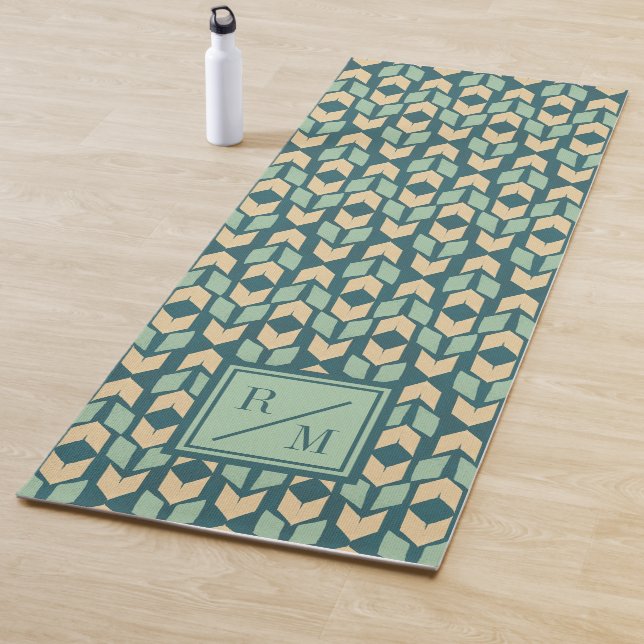 Tapis De Yoga Flèche turquoise géométrique extérieure d'étape | (En situation)