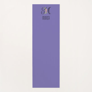 Tapis De Yoga Fleur aquarelle initiale monogramme lavande