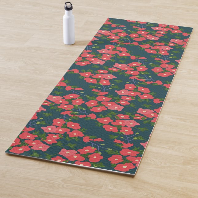 Tapis De Yoga Fleur bleu marine Meadow (En situation)