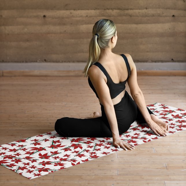 Tapis De Yoga Fleur botanique rouge de Noël (Créateur téléchargé)