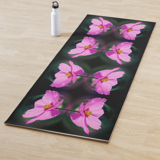 Tapis De Yoga Fleur Cosmos rose unique Abstrait (En situation)
