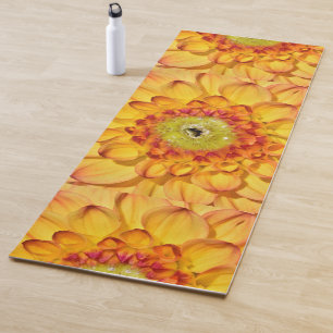 Tapis De Yoga Fleur Dahlia Jaune
