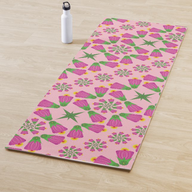 Tapis De Yoga Fleur de Bell rétro Mandalas Pink Yoga Mat (En situation)