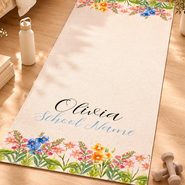 Tapis De Yoga Fleur de Botanique Florale Sauvage (Botanical Wildflower Floral Yoga Mat)
