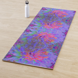 Tapis De Yoga Fleur de dahlia décorative psychédélique élégante