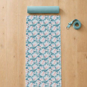 Tapis de Yoga Fleur de Lotus Blanche et Rose