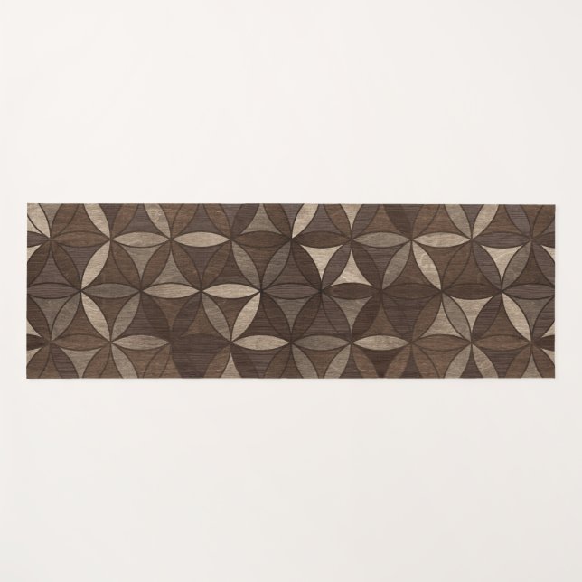Tapis De Yoga Fleur de motif de la vie - texture en bois (Devant (Horizontal))