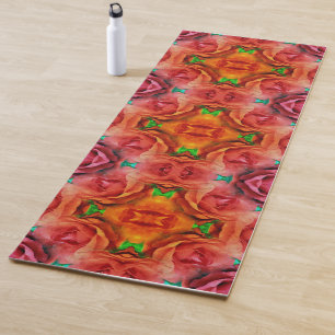 Tapis De Yoga Fleur de rose rouge Abstraite Nature déprimée