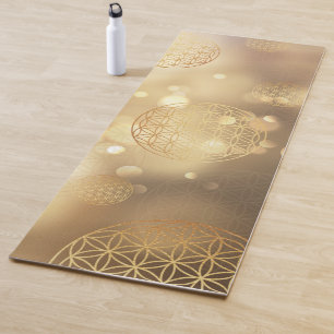 Tapis De Yoga Fleur de vie étincelle dorée