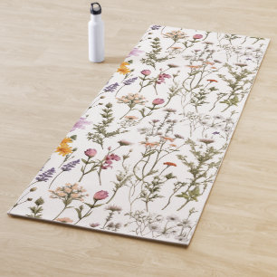 Tapis De Yoga Fleur d'eau aquarelle rose violet