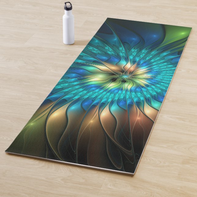 Tapis De Yoga Fleur d'Imaginaire lumineux, Fractale Abstraite co (En situation)