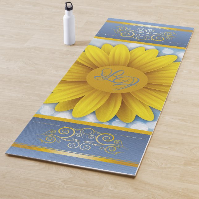 Tapis De Yoga Fleur et monogramme (En situation)