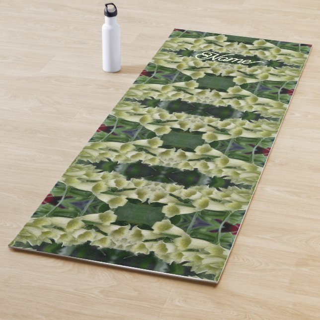 Tapis De Yoga Fleur Foxglove crémeuse Abstraite personnalisée (En situation)