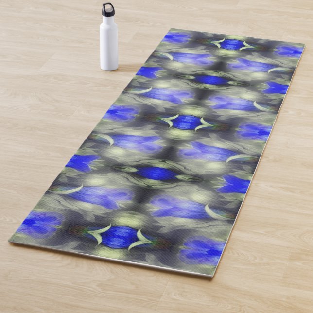 Tapis De Yoga Fleur Gentienne Bleue Multipliée Nature Abstraite (En situation)