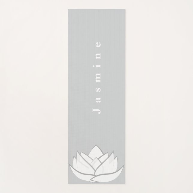 Tapis De Yoga Fleur Lotus Gris Personnalisé (Devant)