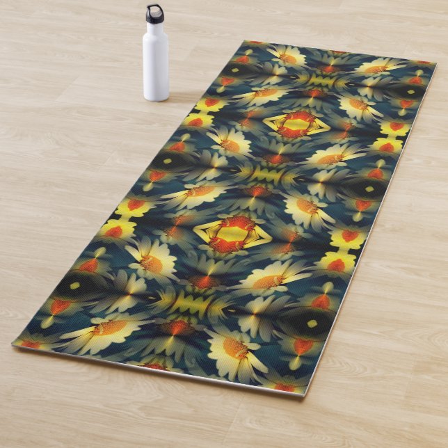 Tapis De Yoga Fleur marguerite jaune Abstrait (En situation)