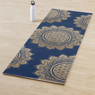 Tapis De Yoga Fleur moderne de vie or Mandala