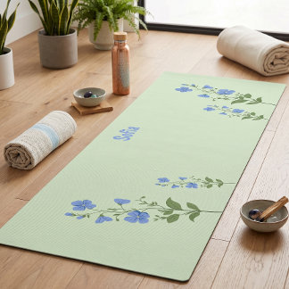 Tapis De Yoga Fleur moderne élégante bleu fille stylée 