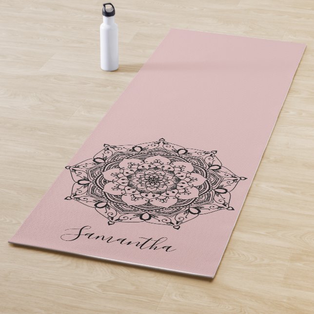 Tapis De Yoga Fleur personnalisée Mandala Dusty rose (En situation)