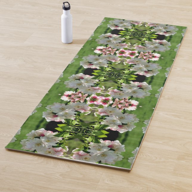 Tapis De Yoga Fleur printanière Crabapple Blossoms Abstraits (En situation)