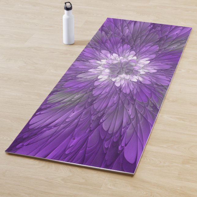 Tapis De Yoga Fleur psychédélique violette Abstraite Fractal Art (En situation)