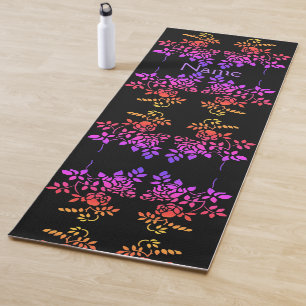 Tapis De Yoga Fleur Rose tendue Couleurs Abstraites Personnalisé