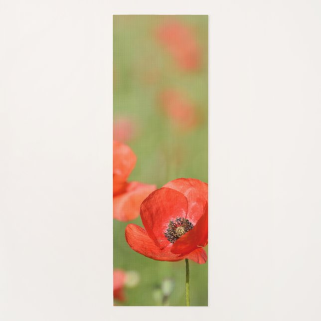 Tapis De Yoga Fleur rouge de pavot en nature (Devant)