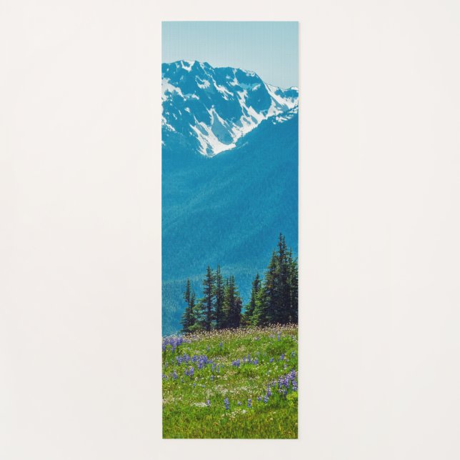 Tapis De Yoga Fleur sauvage et Montagnes (Devant)