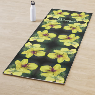 Tapis De Yoga Fleur sauvage jaune délicat Abstrait personnalisé