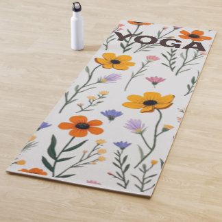 Tapis De Yoga Fleur sauvage Whimsy - Motif de prairie douce