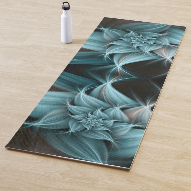Tapis De Yoga Fleur Turquoise Magnifique Fractale (En situation)