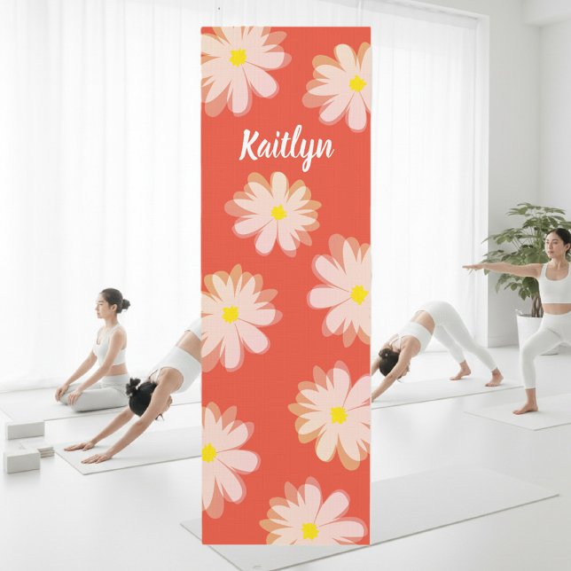 Tapis de yoga fleuri personnalisé avec design de f (floral yoga mat)