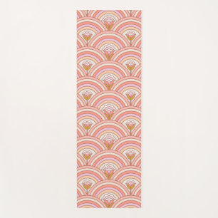 Tapis De Yoga Fleurs arc-en-ciel rétro rose