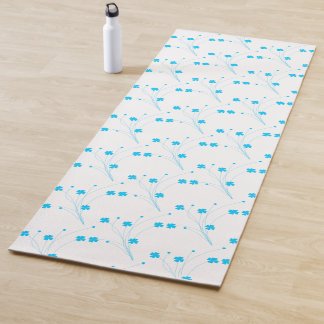 Tapis De Yoga Fleurs Bleues Ciel Lumineux, Petite Impression Flo
