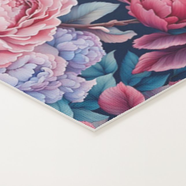 Tapis De Yoga Fleurs bleues et roses (Détail)