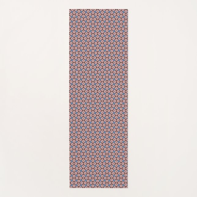 Tapis De Yoga Fleurs Bleues Rose et Marron (Devant)