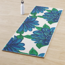 Fleurs bleues Yoga Mat