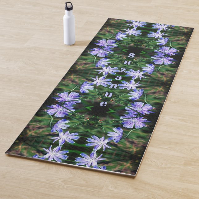 Tapis De Yoga Fleurs chicorées bleues Abstraites personnalisées (En situation)
