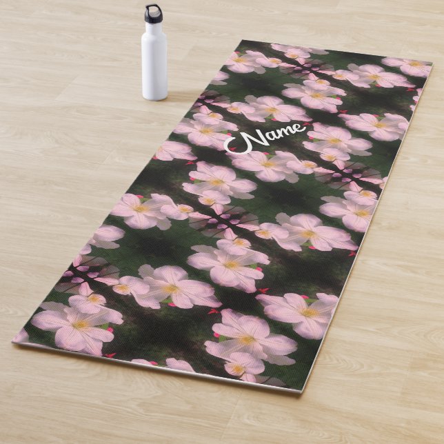 Tapis De Yoga Fleurs Clematis blanches Abstraites personnalisées (En situation)