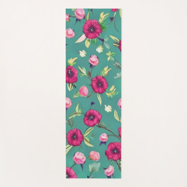 Tapis De Yoga fleurs colorées (Devant)
