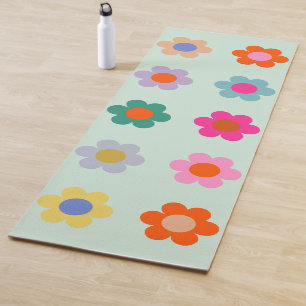 Tapis De Yoga Fleurs colorées Vintage Floral