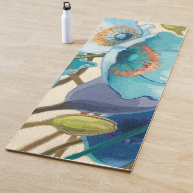 Tapis De Yoga Fleurs dans différentes nuances de pourpre et de (En situation)