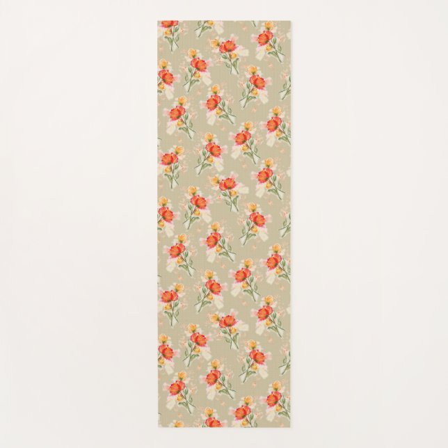 Tapis De Yoga Fleurs d'aquarelle orange Yoga Mat (Devant)