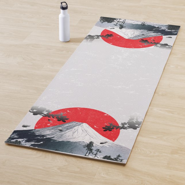 Tapis De Yoga Fleurs de cerisiers Mont Fuji Japon (En situation)