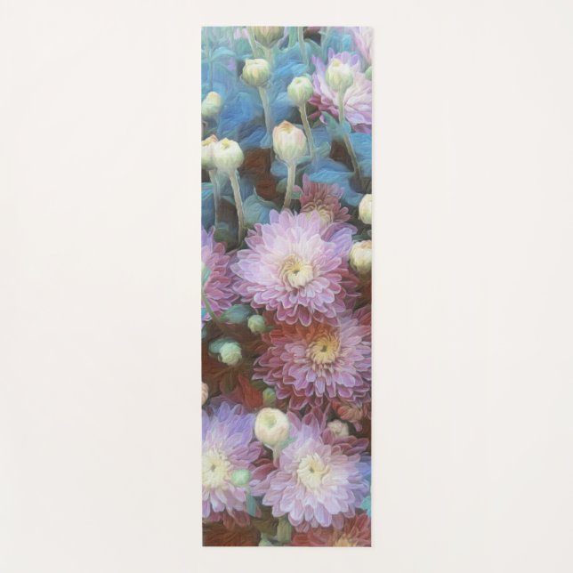 Tapis De Yoga Fleurs De Chrysanthème Rose À L'Automne (Devant)
