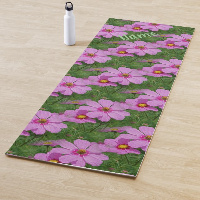Tapis De Yoga Fleurs de Cosmos rose Nature Personnalisée (En situation)